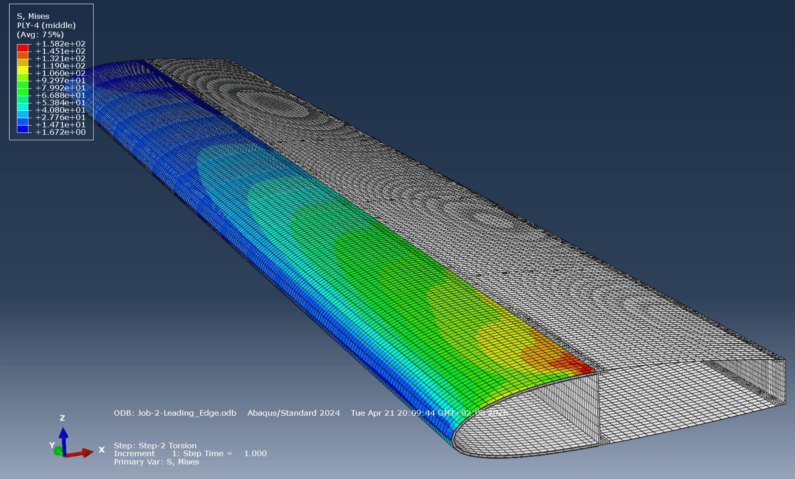 FEM-Spannungsverteilung in der Leading Edge